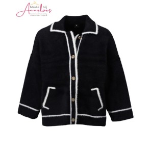 K-Design Vest B846 harig Zwart Offwhite